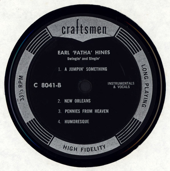 Earl Hines - Swingin' 'n Singin' [Vinyl] | Craftsmen (C-8041) - 4