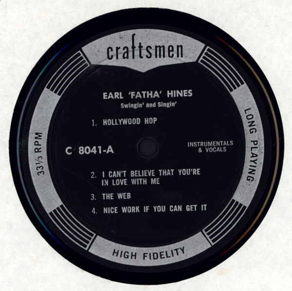 Earl Hines - Swingin' 'n Singin' [Vinyl] | Craftsmen (C-8041) - 3