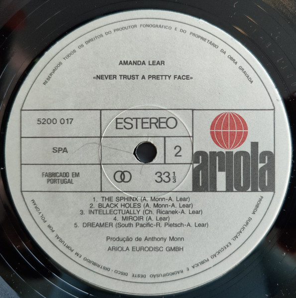 Amanda Lear - Never Trust A Pretty Face | Ariola Eurodisc GmbH (5200 017) - 4