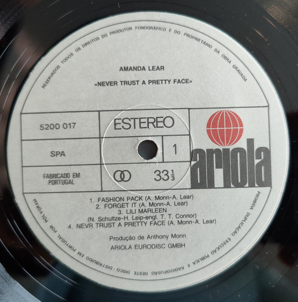 Amanda Lear - Never Trust A Pretty Face | Ariola Eurodisc GmbH (5200 017) - 3