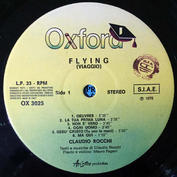 Claudio Rocchi - Flying Viaggio | Oxford (OX 3025) - 3