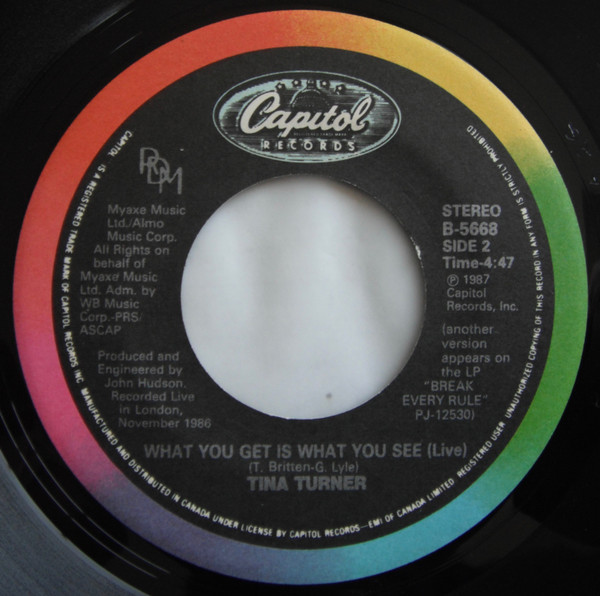 Tina Turner - What You Get Is What You See (7") [Vinyl] | Capitol Records (B-5668) - 3