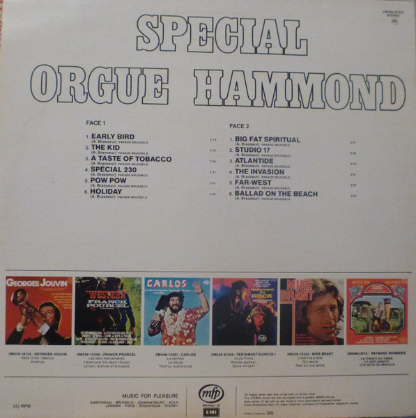 André Brasseur - Special Orgue Hammond | Music For Pleasure (2M 026-97.933) - 2