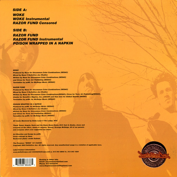 The Presence - Woke / Razor Fund / Poison Wrapped In A Napkin | Definitive Jux (DJX49) - 3