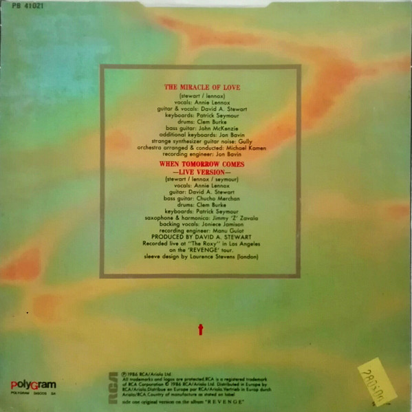 Eurythmics - The Miracle Of Love | RCA (PB 41021) - 2