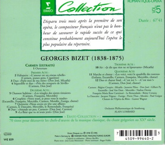 Georges Bizet - Régine Crespin , José van Dam , Alain Lombard - Carmen (Extraits) | Erato (4509-99640-2) - 2 Georges Bizet - Régine Crespin , José van Dam , Alain Lombard - Carmen (Extraits) | Erato (4509-99640-2) - 2
