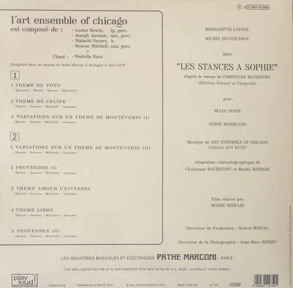 The Art Ensemble Of Chicago - Bande Sonore Originale Du Film "Les Stances À Sophie" | Pathé (2C 062-11365) - 2