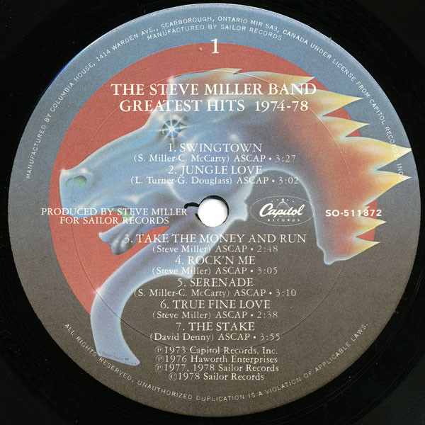 Steve Miller Band - Greatest Hits 1974-78 | Capitol Records (SO-511872) - 2