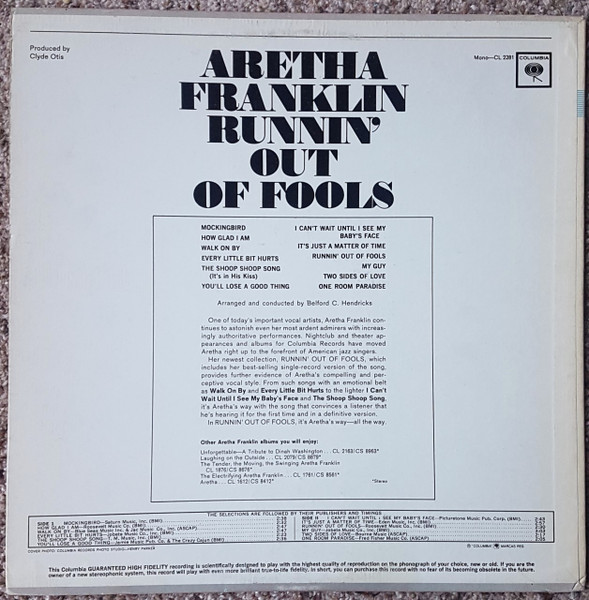 Aretha Franklin - Runnin' Out Of Fools | Columbia (CL 2281) - 2 Aretha Franklin - Runnin' Out Of Fools | Columbia (CL 2281) - 2