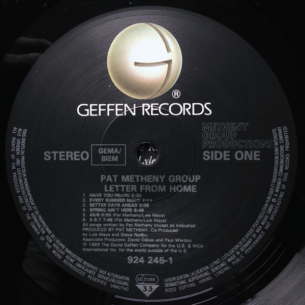 Pat Metheny Group - Letter From Home | Geffen Records (924 245-1) - main