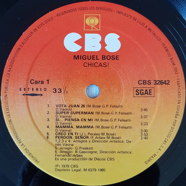 Miguel Bosé - Chicas! | CBS/Sony (CBS 32642) - 4