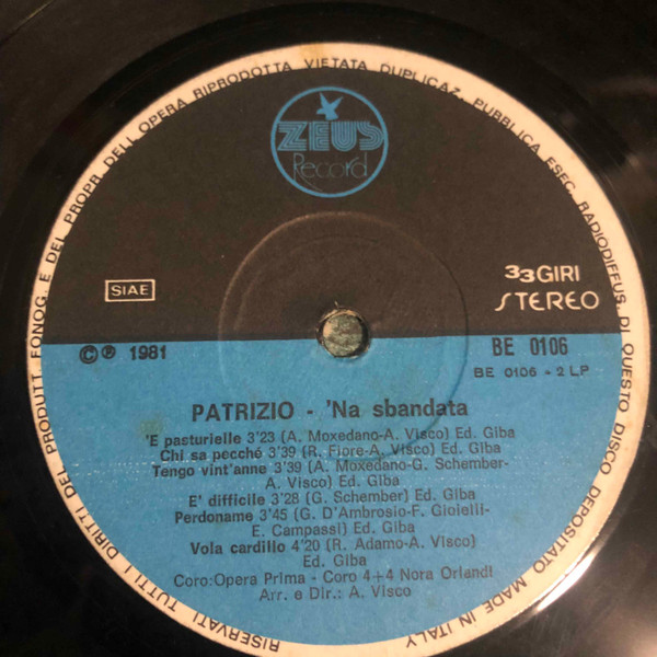 Patrizio - 'Na Sbandata Volume 7° | Zeus Record (BE 0106) - 3 Patrizio - 'Na Sbandata Volume 7° | Zeus Record (BE 0106) - 3