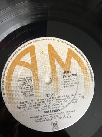 Kim Carnes - Sailin' | A&M Records (AMLH 64606) - 4