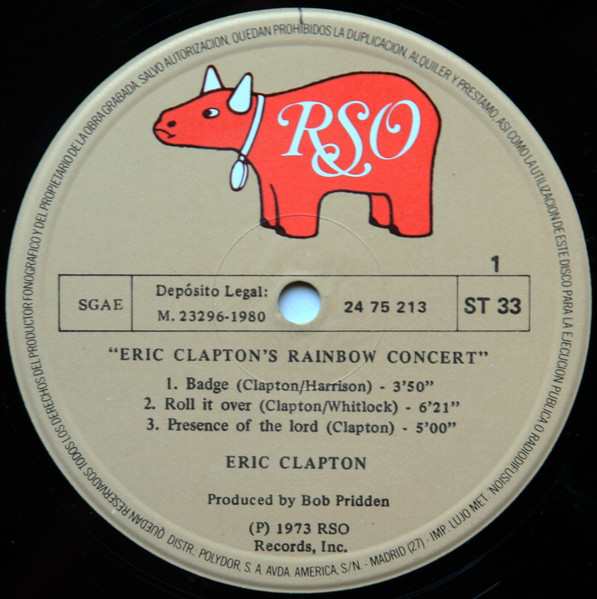 Eric Clapton - Eric Clapton's Rainbow Concert | RSO (24 75 213) - 4