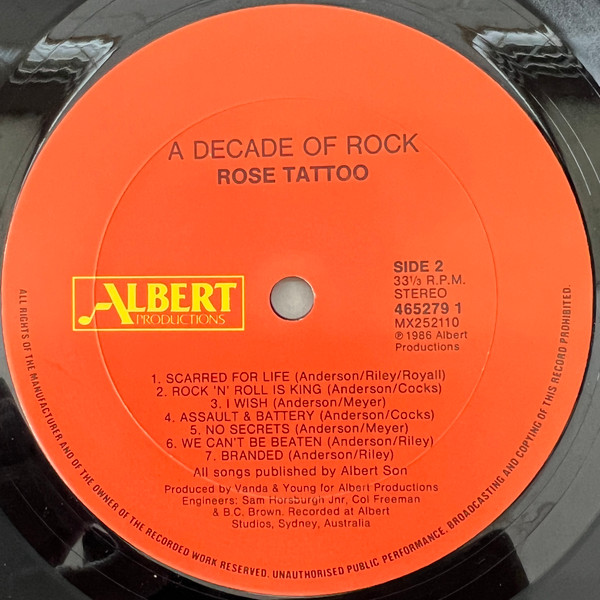 Rose Tattoo - A Decade Of Rock | Albert Productions (465279 1) - 4 Rose Tattoo - A Decade Of Rock | Albert Productions (465279 1) - 4