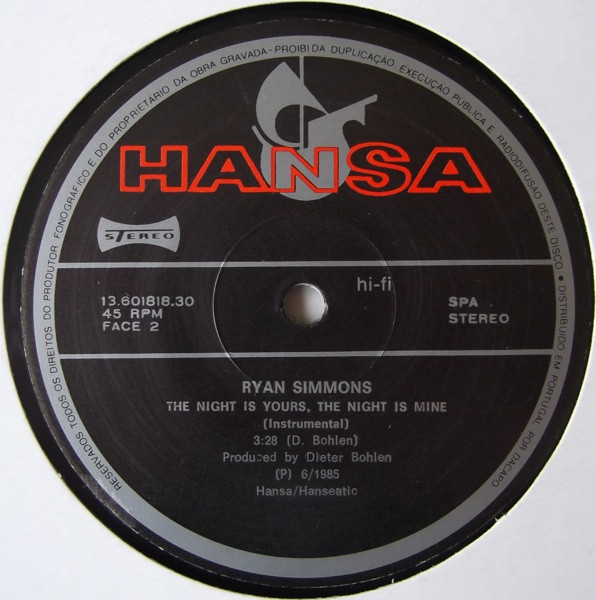 Ryan Simmons - The Night Is Yours, The Night Is Mine | Hansa (13.601818.30) - 2