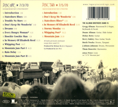 The Allman Brothers Band - Live At The Atlanta International Pop Festival July 3 & 5, 1970 | Epic (EPC 510100 2) - 2