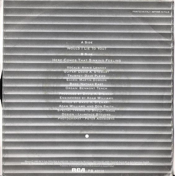 Eurythmics - Would I Lie To You? | RCA (PB 40101) - 2