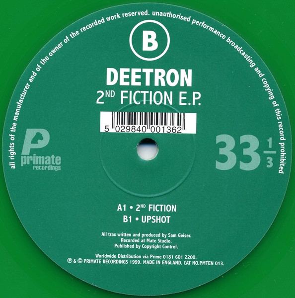 Deetron - 2nd Fiction E.P. | Primate Recordings (PMTEN 013)