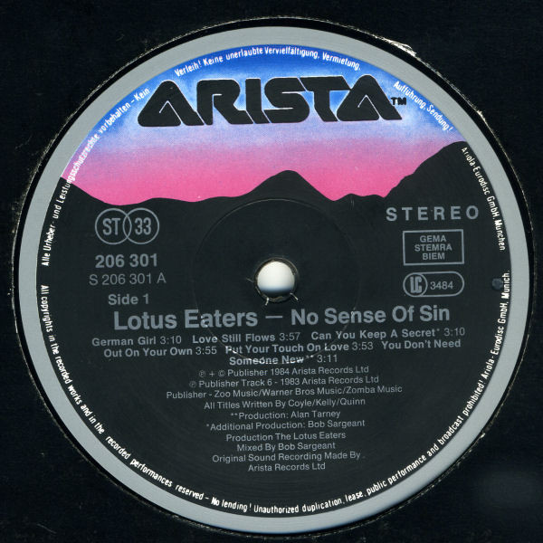 The Lotus Eaters - No Sense Of Sin | Arista (206 301) - 2 The Lotus Eaters - No Sense Of Sin | Arista (206 301) - 2
