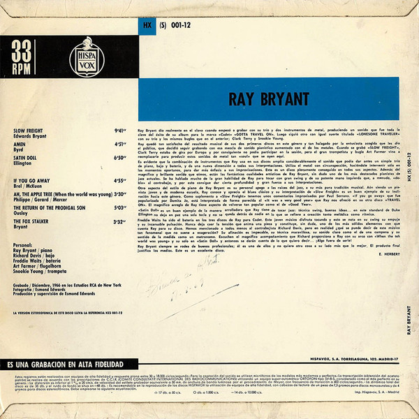 Ray Bryant - Slow Freight | Cadet (HXS 001-12) - 2