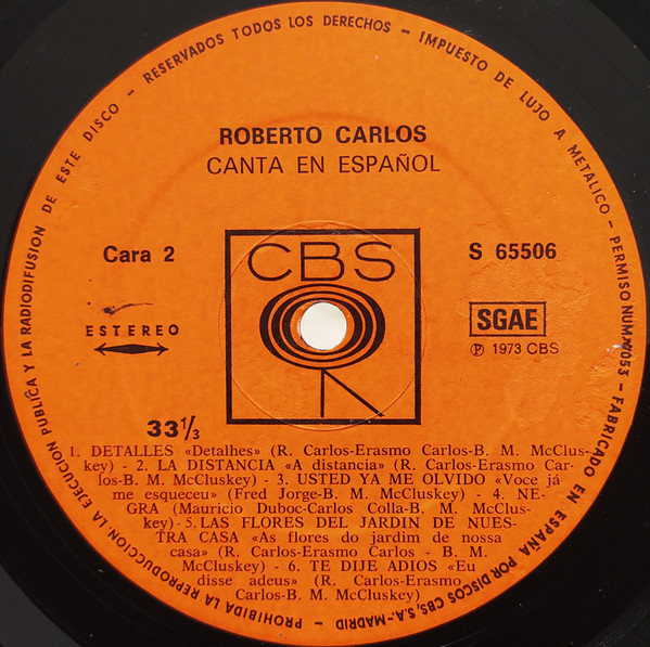 Roberto Carlos - Canta En Español - El Gato Que Esta Triste Y Azul | CBS (S 65506) - 4 Roberto Carlos - Canta En Español - El Gato Que Esta Triste Y Azul | CBS (S 65506) - 4