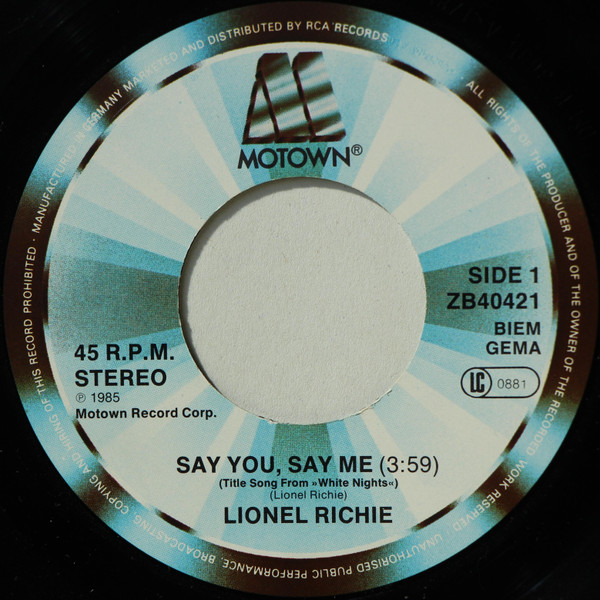 Lionel Richie - Say You, Say Me | Motown (ZB40421) - 3 Lionel Richie - Say You, Say Me | Motown (ZB40421) - 3