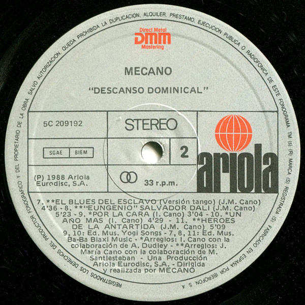Mecano - Descanso Dominical | Ariola (5C 209192) - 4