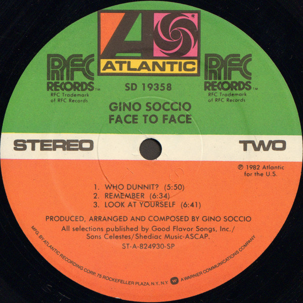 Gino Soccio - Face To Face | Atlantic (SD 19358) - 4 Gino Soccio - Face To Face | Atlantic (SD 19358) - 4