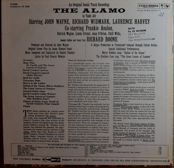 Dimitri Tiomkin - The Alamo (In Todd-AO) | Columbia (CS 8358) - 2 Dimitri Tiomkin - The Alamo (In Todd-AO) | Columbia (CS 8358) - 2