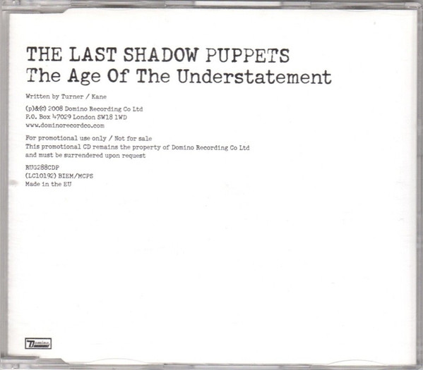 The Last Shadow Puppets - The Age Of The Understatement | Domino (RUG288CDP)