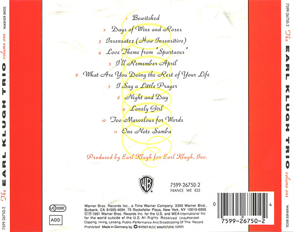 The Earl Klugh Trio - Volume One | Warner Bros. Records (7599-26750-2) - main