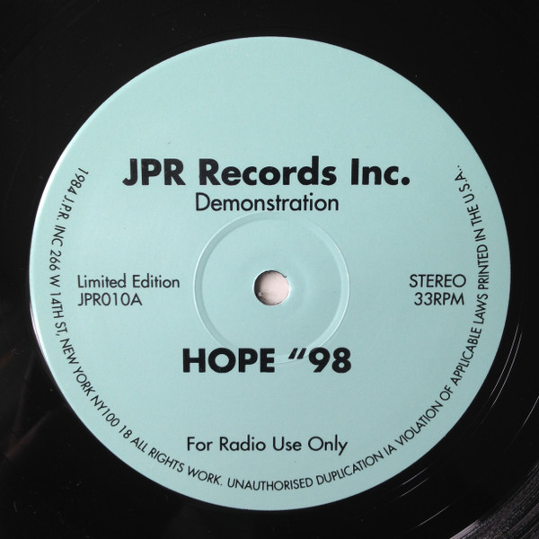 Demonstration - Hope '98 | JPR Records Inc. (JPR010) - main
