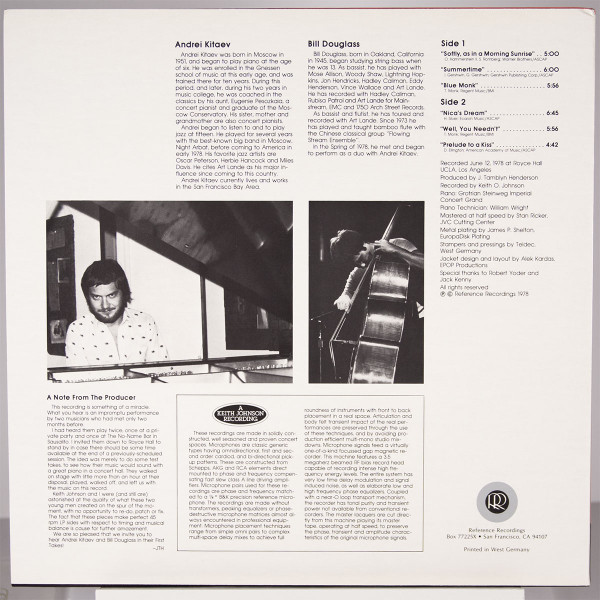 Andrei Kitaev / Bill Douglass - First Takes | Reference Recordings (RR-6) - 2