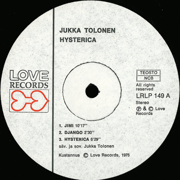 Jukka Tolonen - Hysterica | Love Records (LRLP 149) - 3