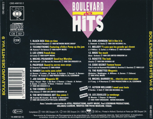 Various - Boulevard Des Hits Volume 9 | CBS (466132 2) - 2 Various - Boulevard Des Hits Volume 9 | CBS (466132 2) - 2