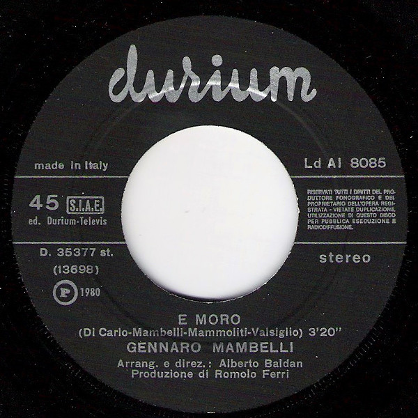 Gennaro Mambelli - E Moro | Durium (Ld AI 8085) - 3 Gennaro Mambelli - E Moro | Durium (Ld AI 8085) - 3