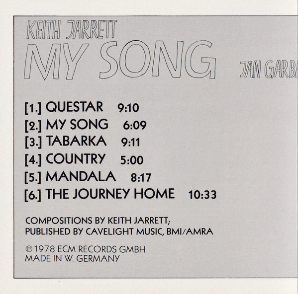 Keith Jarrett - My Song | ECM Records (821 406-2) - 4
