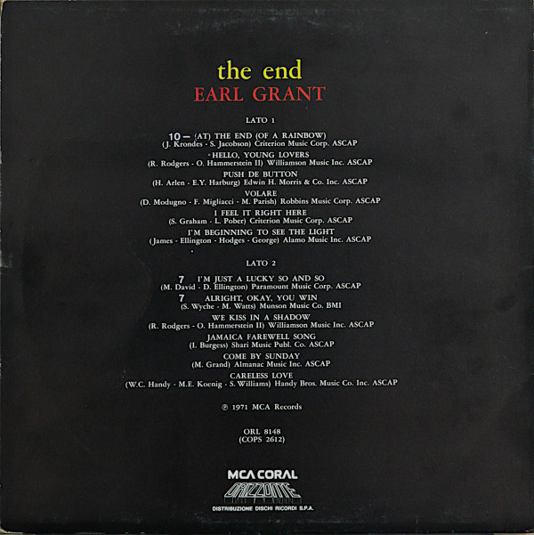 Earl Grant - The End | MCA Coral (ORL 8148)