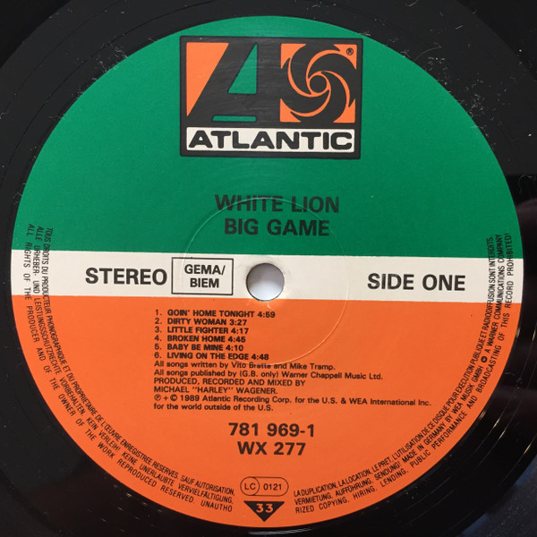 White Lion - Big Game | Atlantic (781 969-1) - 3 White Lion - Big Game | Atlantic (781 969-1) - 3