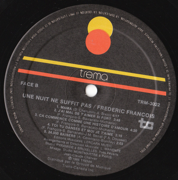 Frédéric François - Une Nuit Ne Suffit Pas | Trema (TRM-3022) - 4 Frédéric François - Une Nuit Ne Suffit Pas | Trema (TRM-3022) - 4
