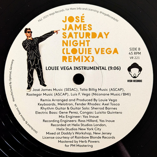 José James - Saturday Night (Louie Vega Remix) | Vega Records (VR 221) - 2 José James - Saturday Night (Louie Vega Remix) | Vega Records (VR 221) - 2