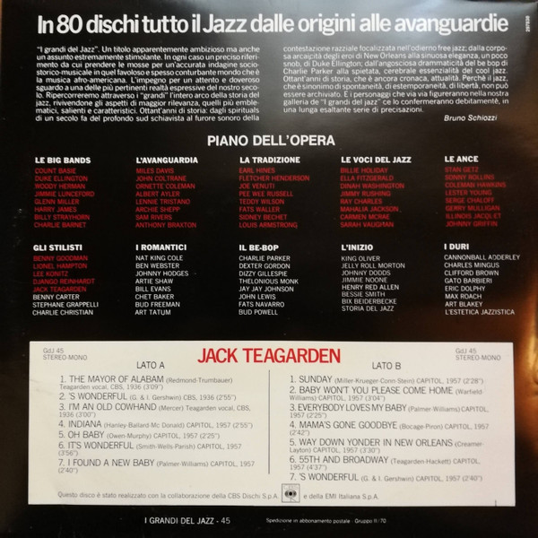 Jack Teagarden - Jack Teagarden | Fabbri Editori (GdJ 45) - 2