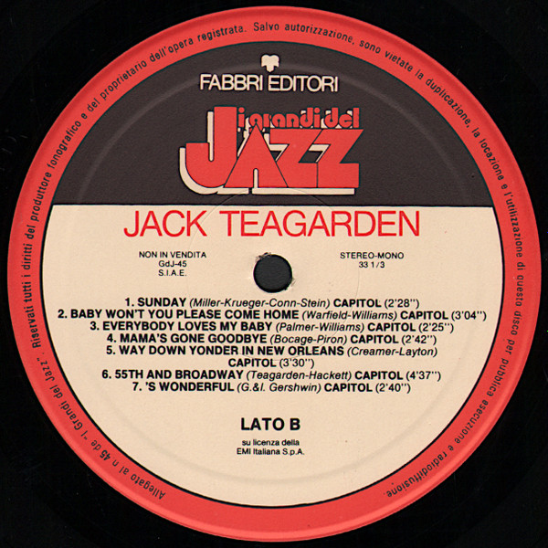 Jack Teagarden - Jack Teagarden | Fabbri Editori (GdJ 45) - 4