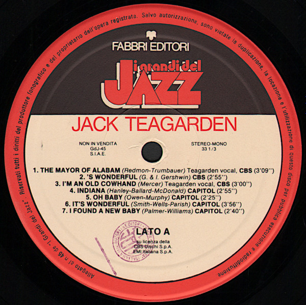 Jack Teagarden - Jack Teagarden | Fabbri Editori (GdJ 45) - 3