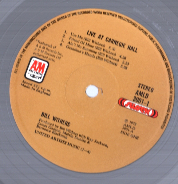 Bill Withers - Bill Withers Live At Carnegie Hall | Sussex (AMLD 3001) - 4