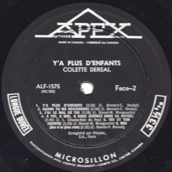 Colette Deréal - Y'a Plus D'enfants | Apex (ALF-1575) - 4 Colette Deréal - Y'a Plus D'enfants | Apex (ALF-1575) - 4