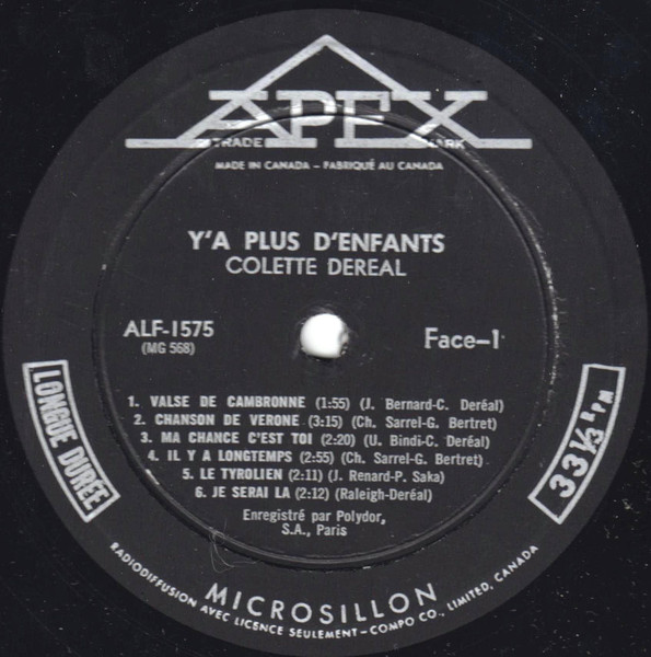 Colette Deréal - Y'a Plus D'enfants | Apex (ALF-1575) - 3 Colette Deréal - Y'a Plus D'enfants | Apex (ALF-1575) - 3
