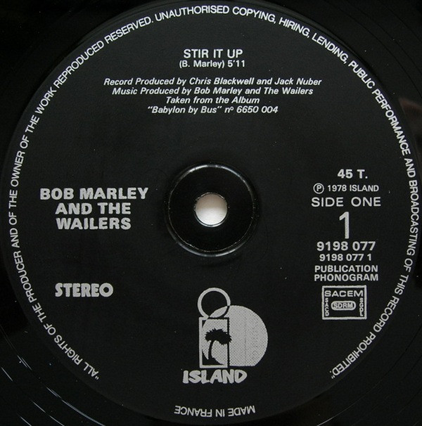Bob Marley & The Wailers - Stir It Up / Heathen | Island Records (9198 077) - 2