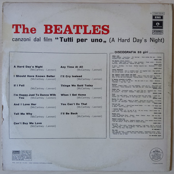 The Beatles - Tutti Per Uno (A Hard Day's Night) | Parlophone (3C 062-04145) - 2 The Beatles - Tutti Per Uno (A Hard Day's Night) | Parlophone (3C 062-04145) - 2